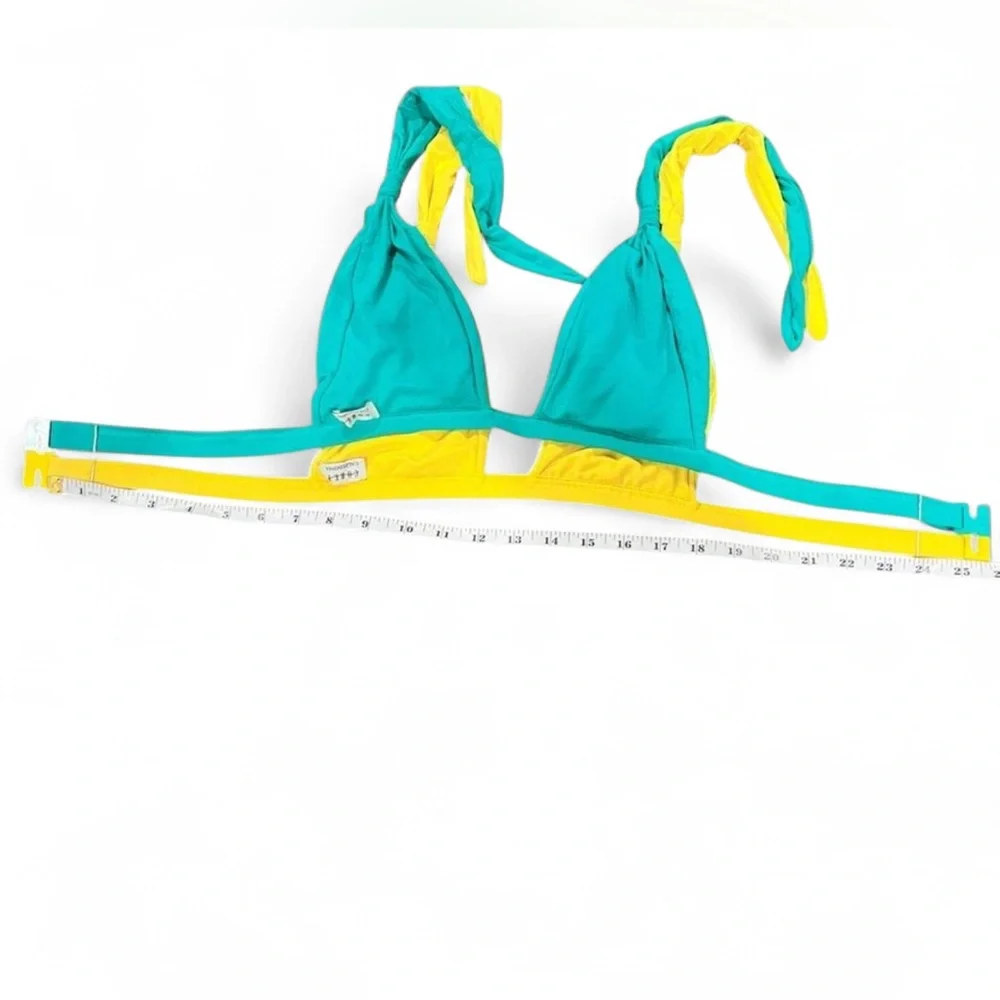 Vintage y2k Calzedonia 3-piece Triangle String Bikini Set in Yellow & Turquoise